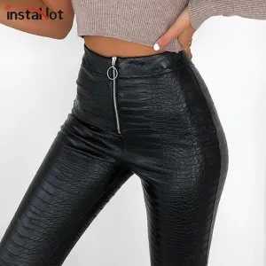 2021 High Waist Faux Leather Pants Women Pencil Skinny Pants Sizes XS - L