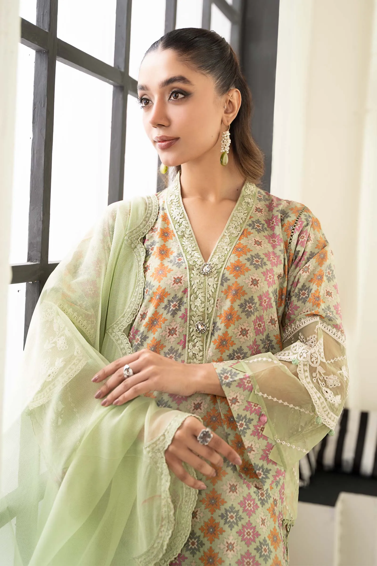 3 Piece Embroidered Lawn Suit | DW-EF24-111