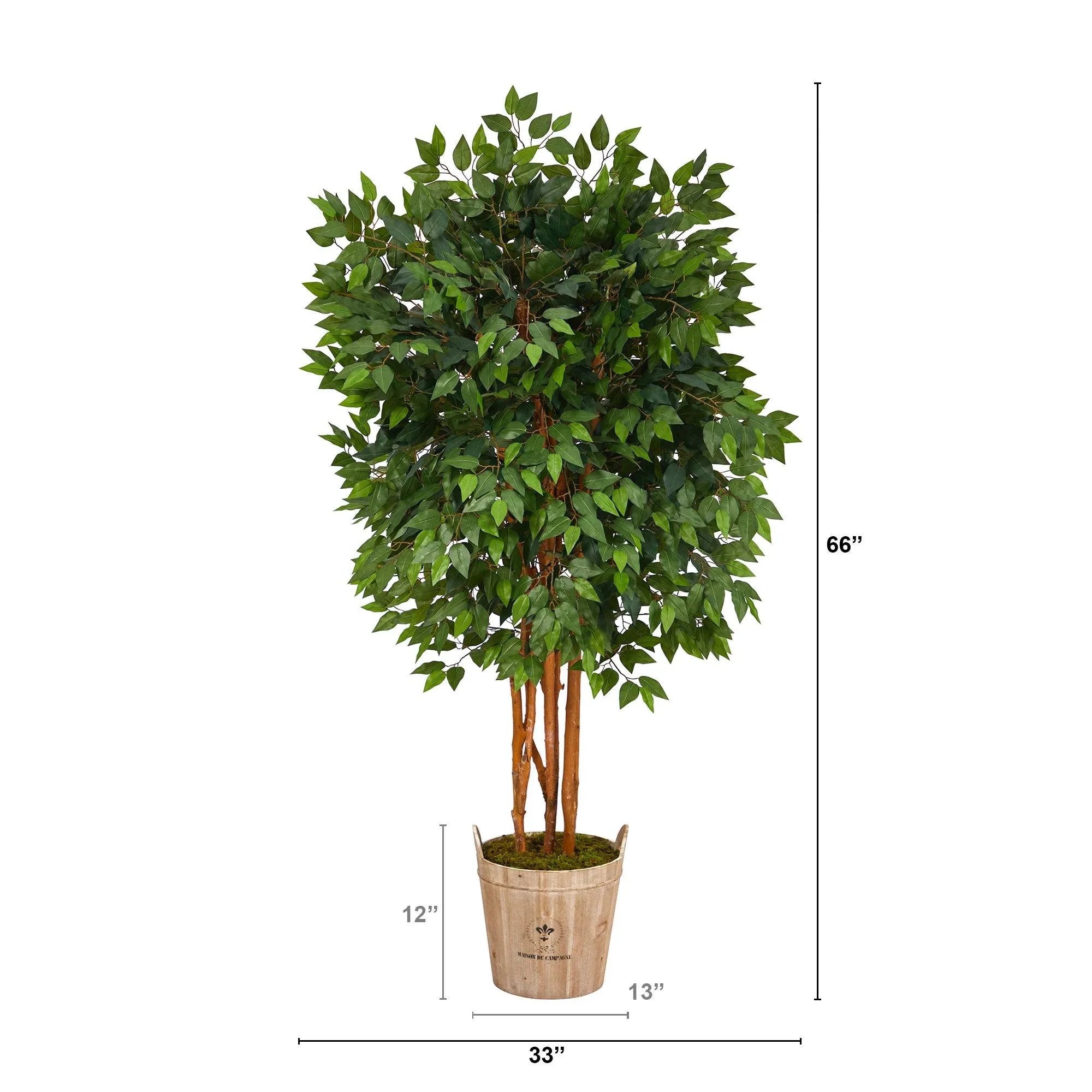 5.5’ Super Deluxe Ficus Artificial Tree in Decorative Rustic Planter