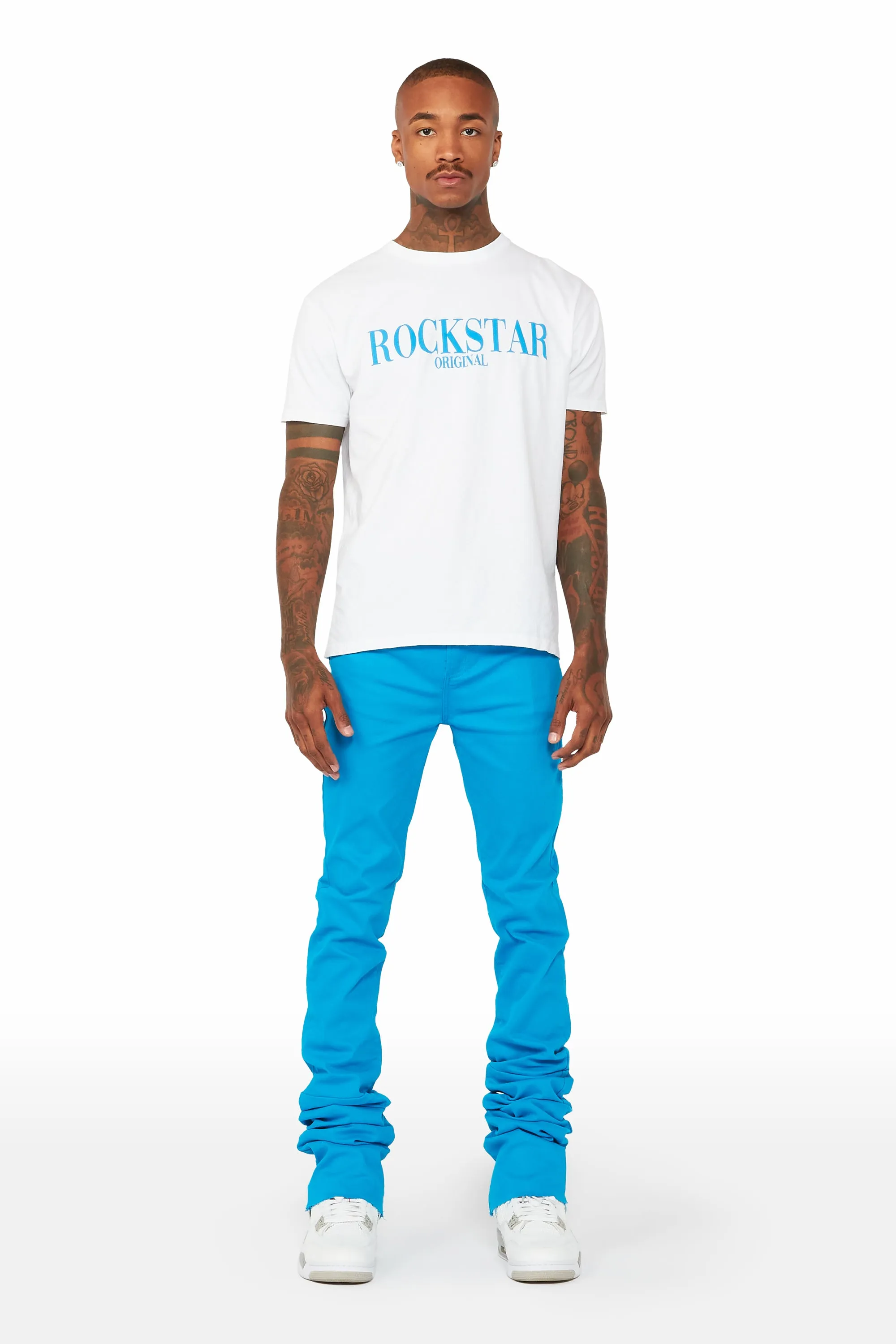 Benett Turquoise Super Stacked Flare Jean