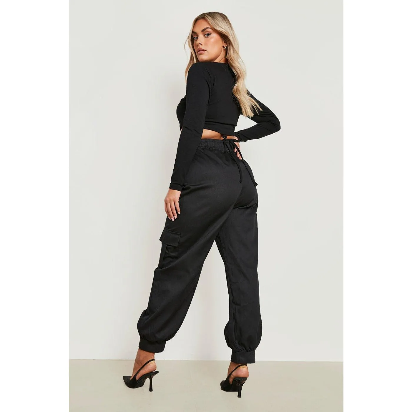 Black Balloon Fit Cargo Trousers