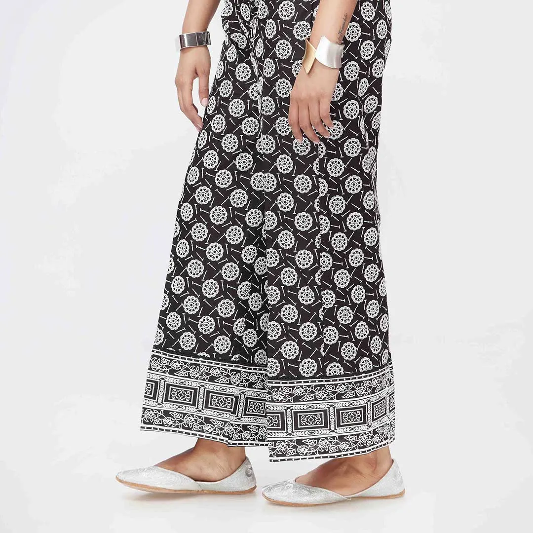 Black Puff Printed Cambric Trouser PW3589