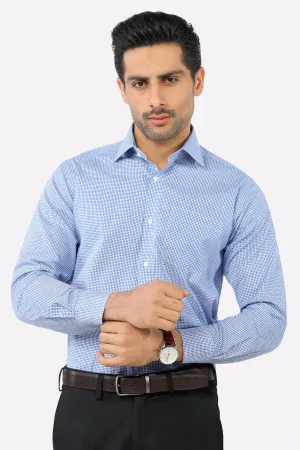 Blue Mini-Check Formal Shirt