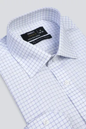 Blue Windowpane Check Formal Shirt