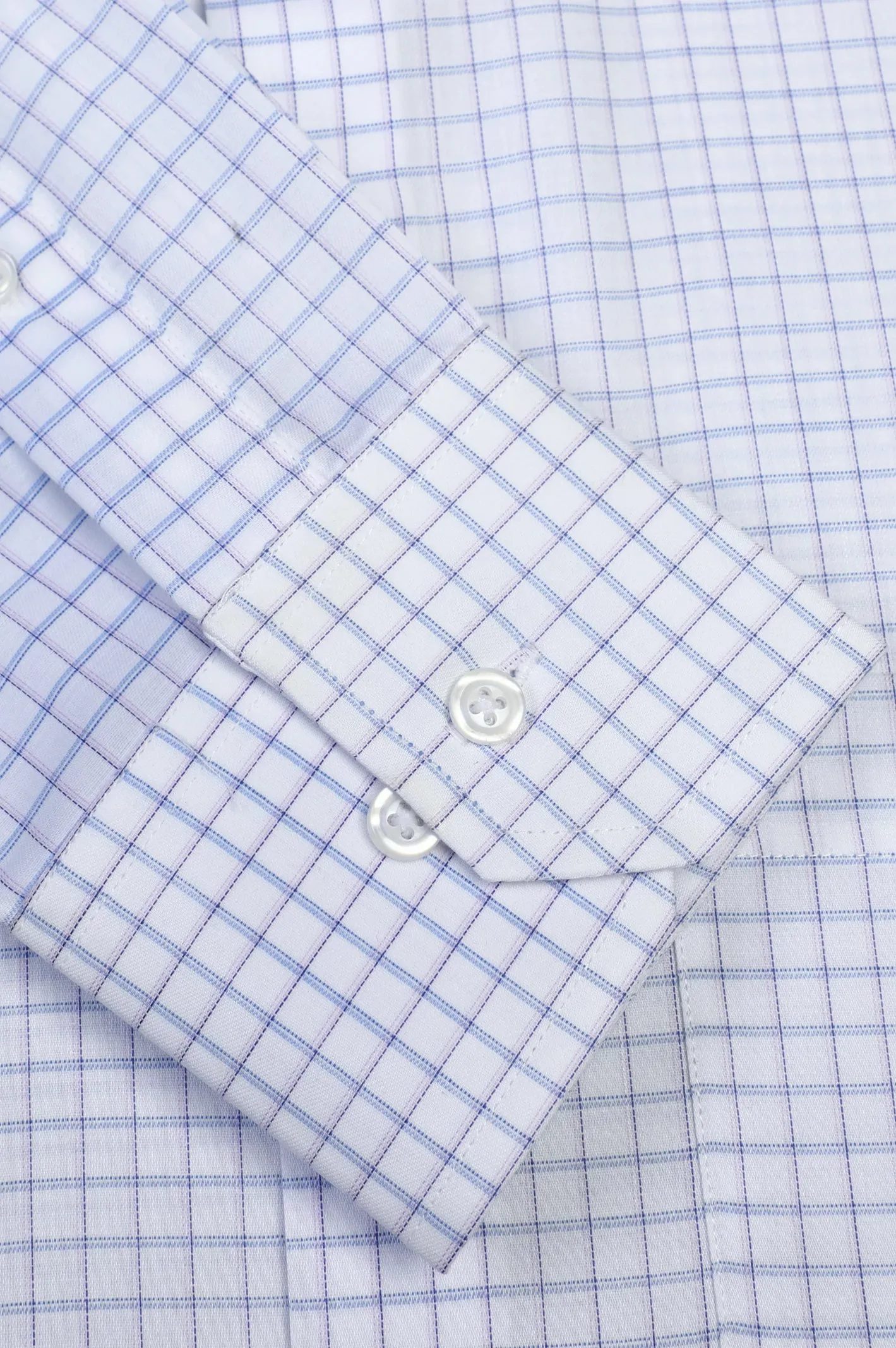 Blue Windowpane Check Formal Shirt