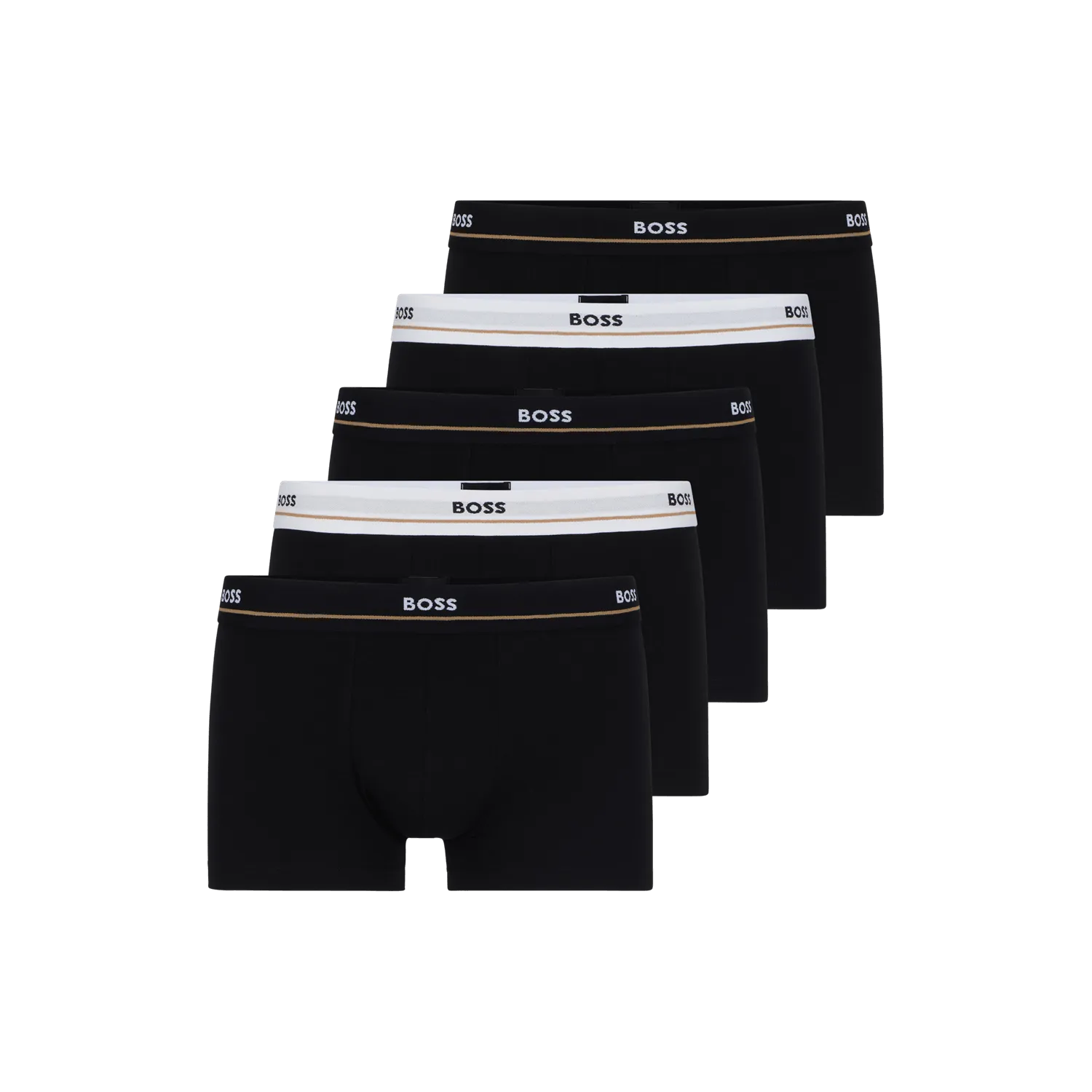 BOSS 5 Pack Essential Cotton Stretch Trunks - Black Mix