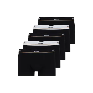 BOSS 5 Pack Essential Cotton Stretch Trunks - Black Mix