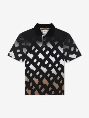 BOSS Boys Monogram Polo Shirt in Black