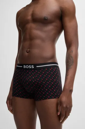 BOSS Men's Bold 3 Pack Trunks - Black/Red Mix