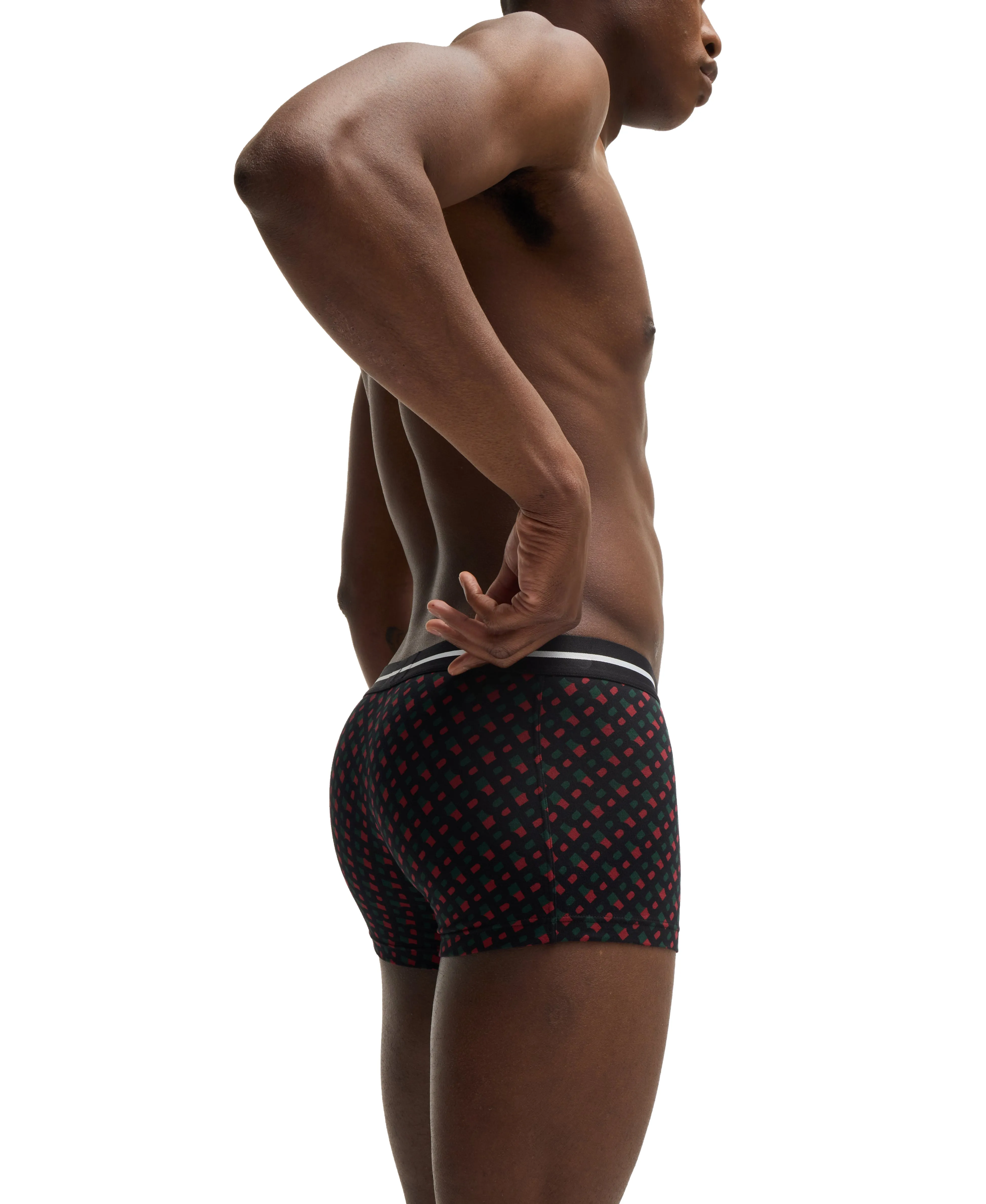 BOSS Men's Bold 3 Pack Trunks - Black/Red Mix