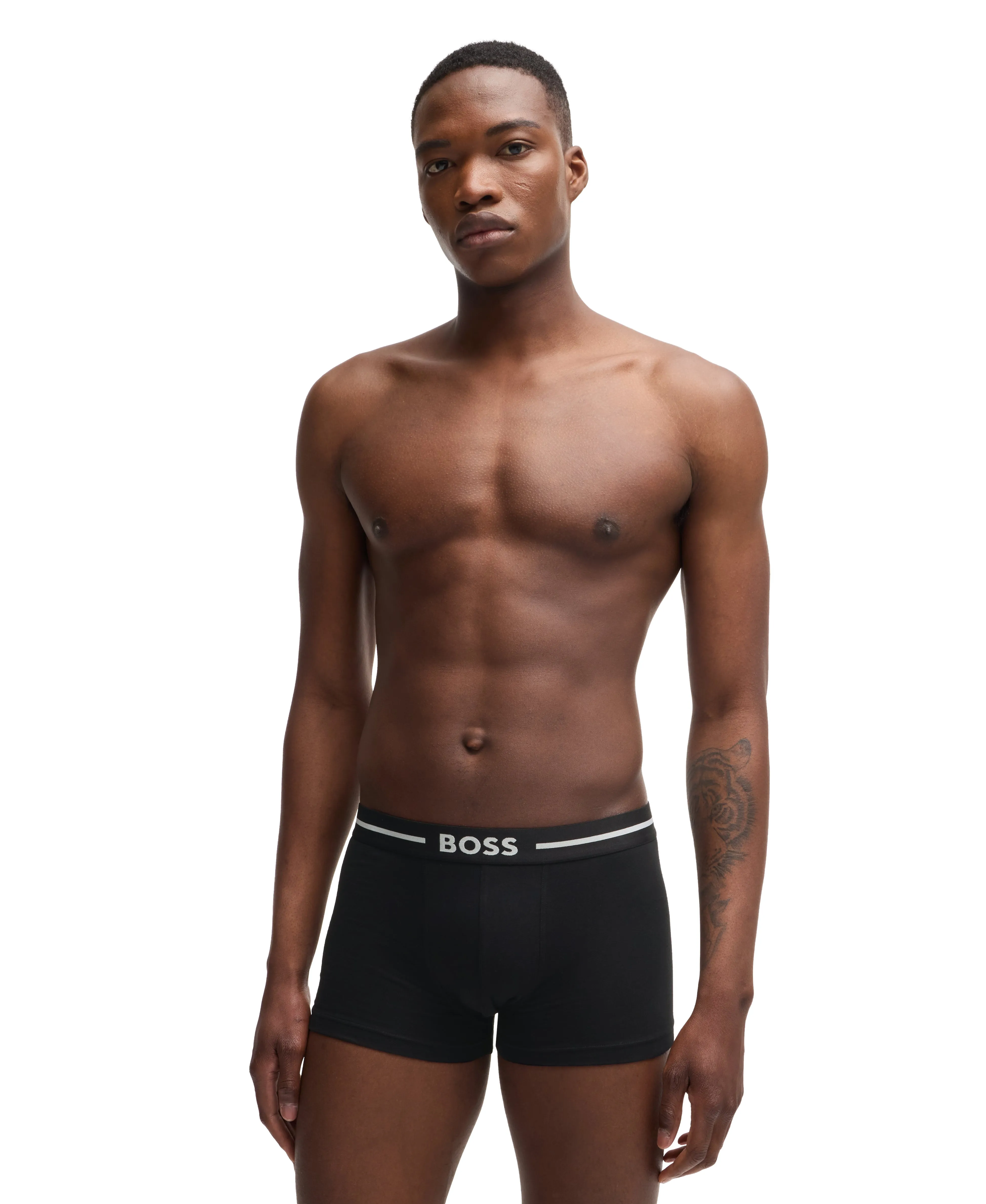 BOSS Men's Bold 3 Pack Trunks - Black/Red Mix