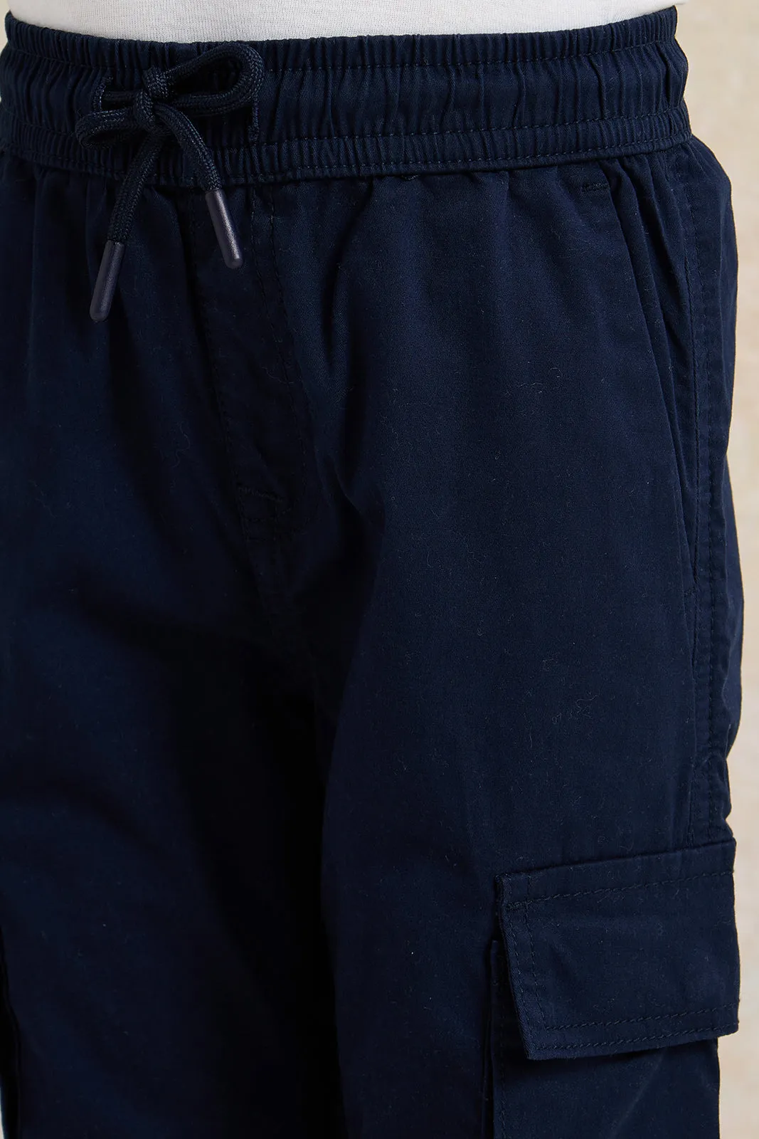 Boys Navy Soft Cargo Pocket Joggers