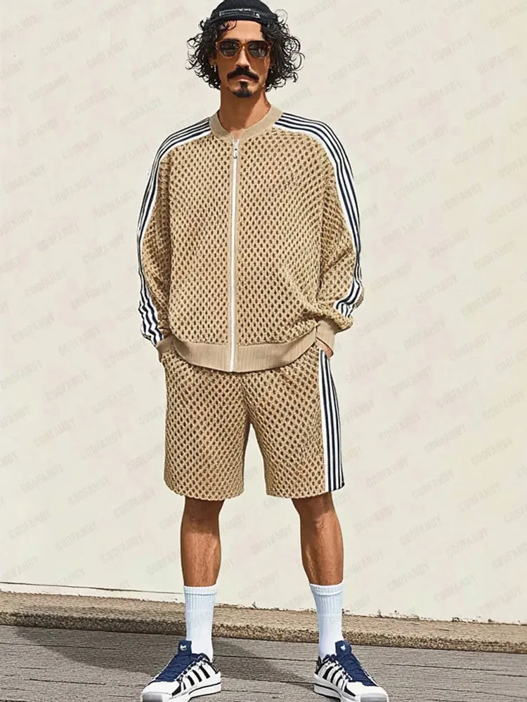 Breathable Mesh Knit Tracksuit Set