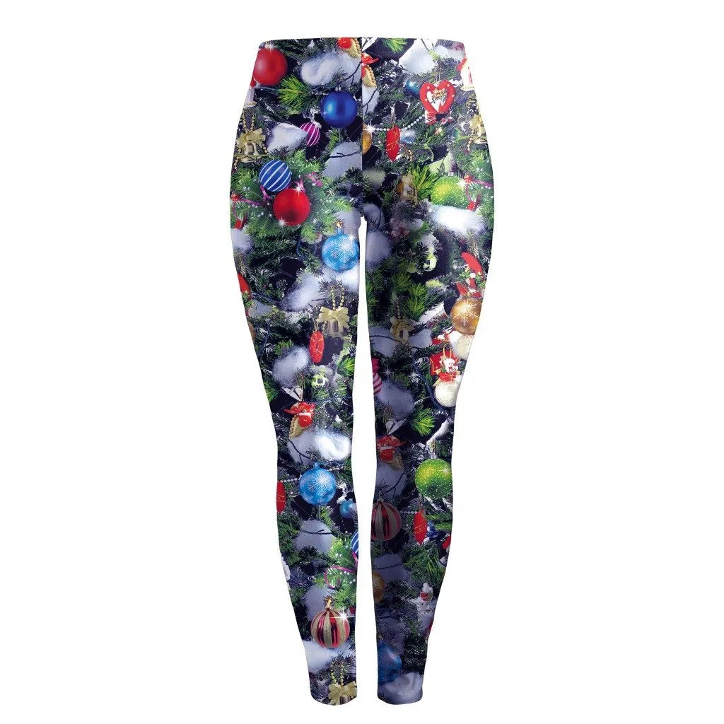 Christmas Decoration Print Women Skinny Party Legging