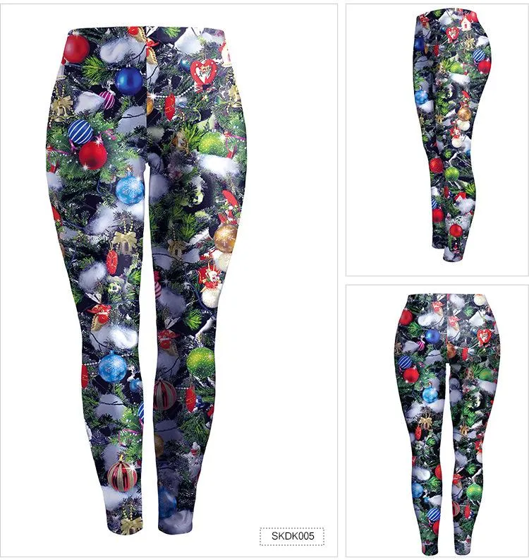 Christmas Decoration Print Women Skinny Party Legging