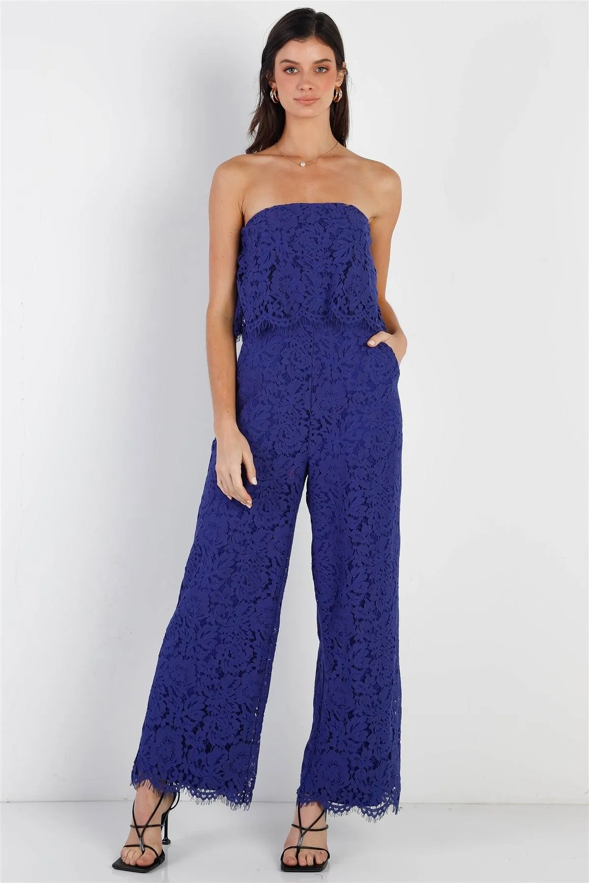 Cobalt Lace Sleeveless Wide Leg Jumpsuit /1-2-3