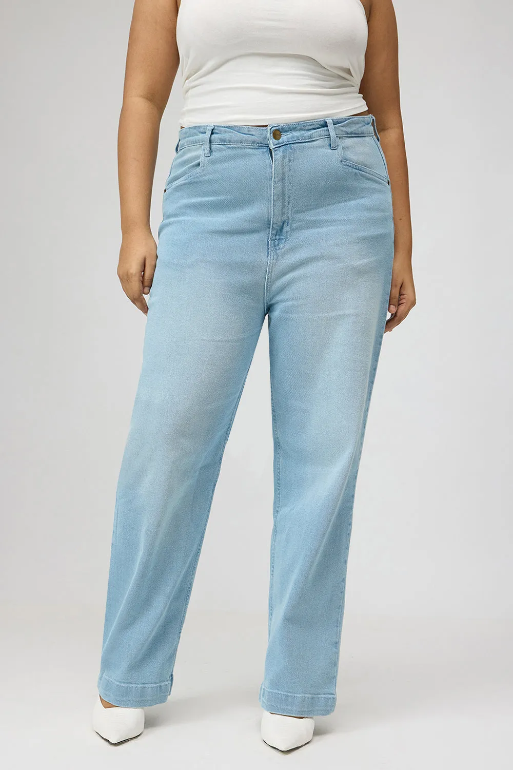 Curve Airy Blue Straight Fit Jeans