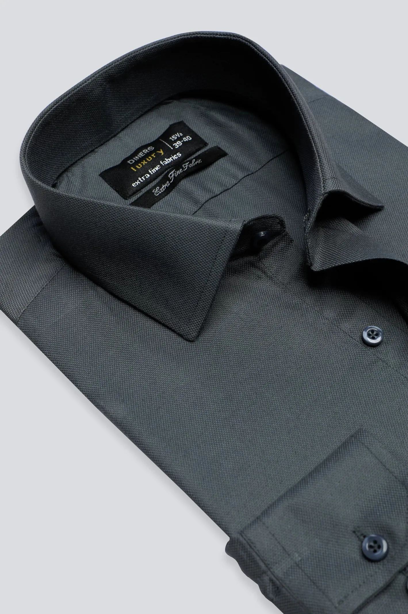 Dark Grey Dobby Textured Formal Shirt