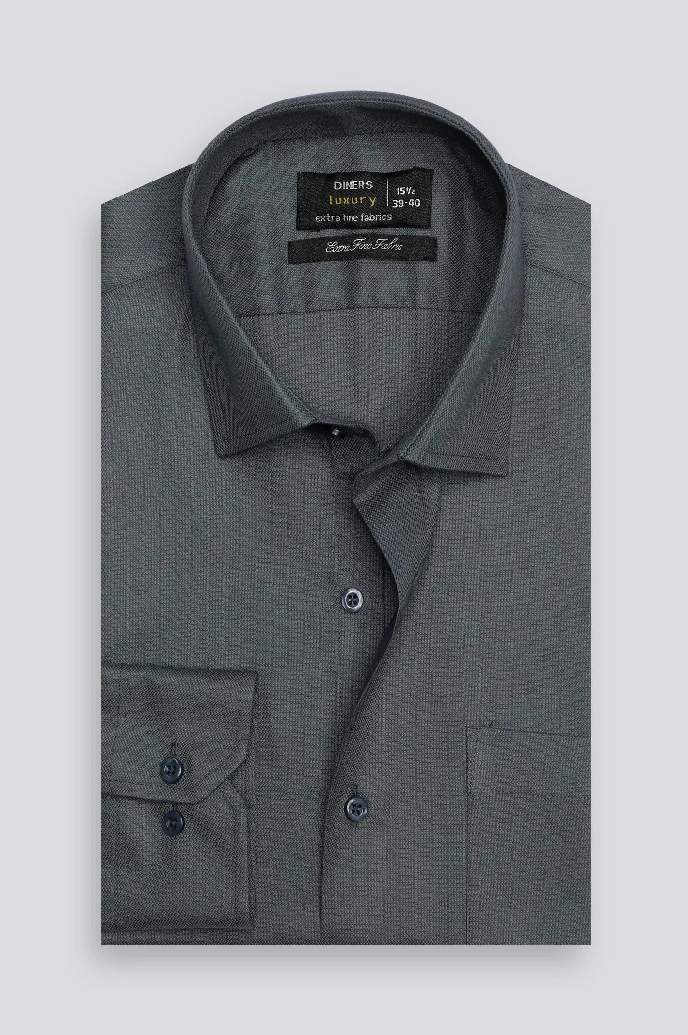 Dark Grey Dobby Textured Formal Shirt