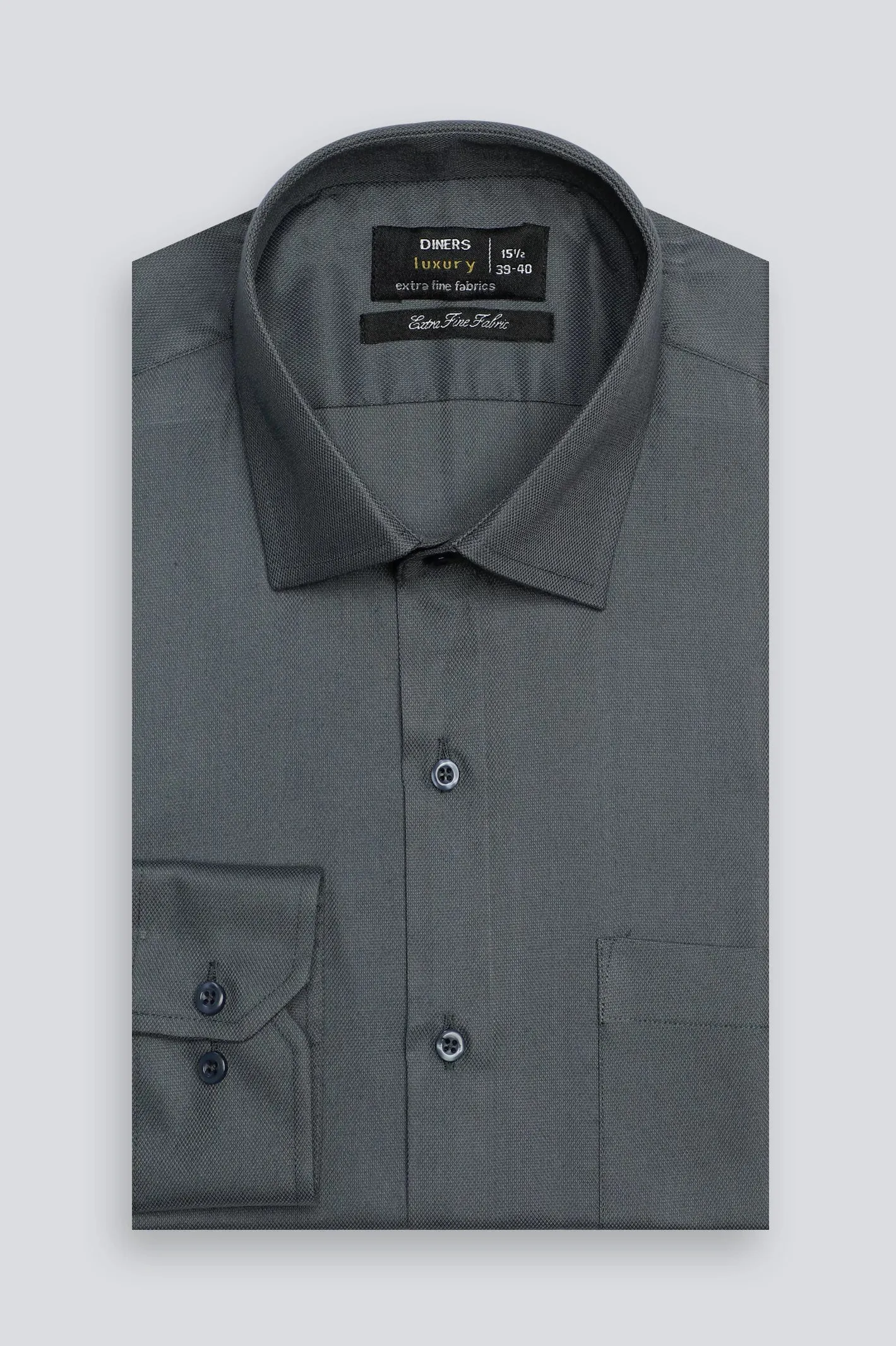 Dark Grey Dobby Textured Formal Shirt