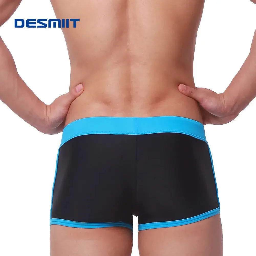 DESMIIT Men's Boxer cool swim trunks Wide-Brimmed Low Waist