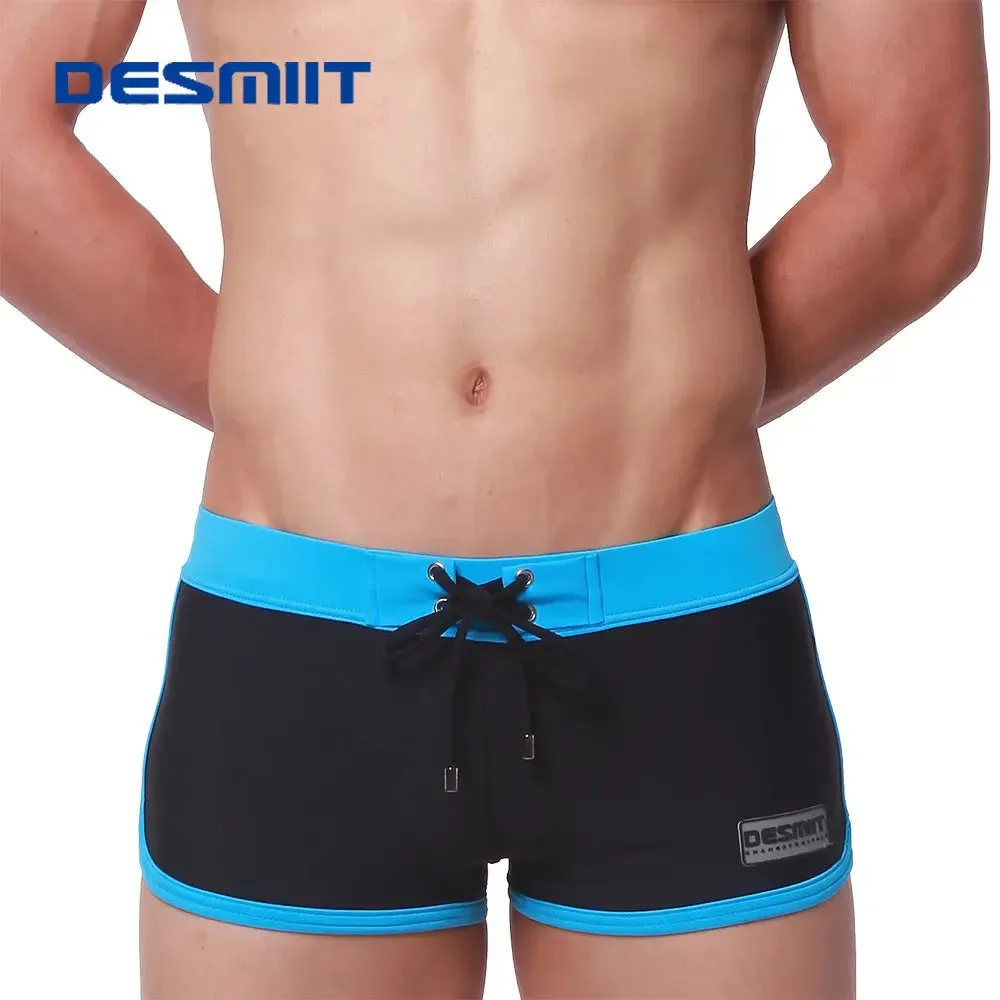 DESMIIT Men's Boxer cool swim trunks Wide-Brimmed Low Waist