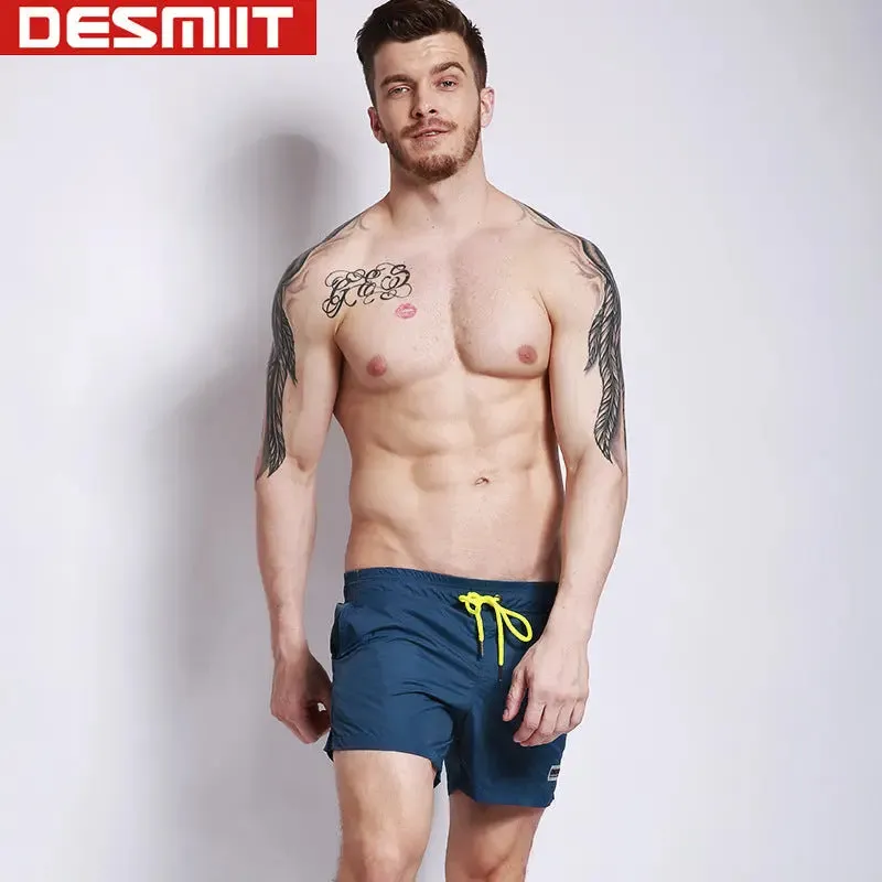 Desmiit Solid Color Shorts Seaside Swim Trunks