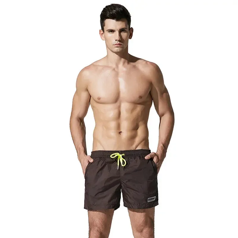 Desmiit Solid Color Shorts Seaside Swim Trunks