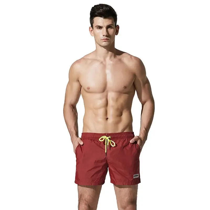 Desmiit Solid Color Shorts Seaside Swim Trunks