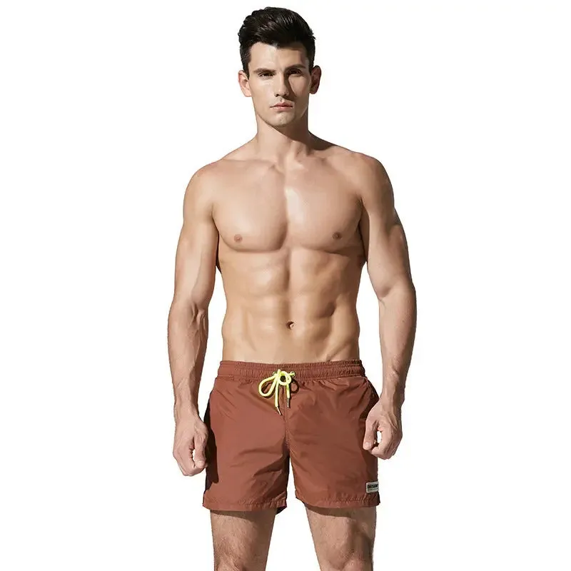 Desmiit Solid Color Shorts Seaside Swim Trunks