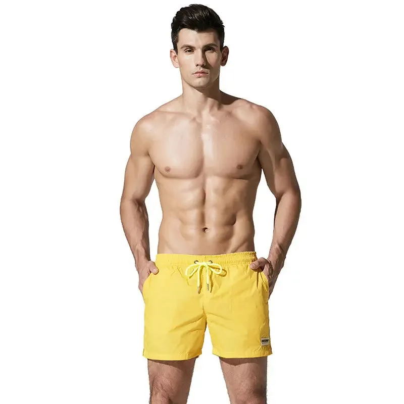 Desmiit Solid Color Shorts Seaside Swim Trunks