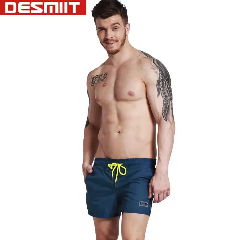 Desmiit Solid Color Shorts Seaside Swim Trunks