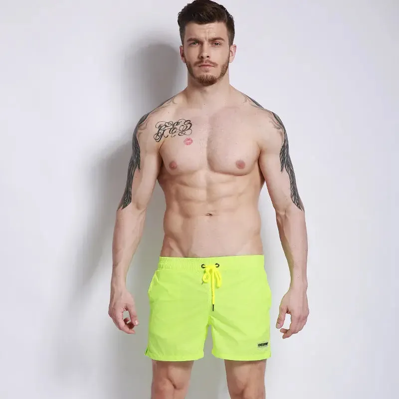 Desmiit Solid Color Shorts Seaside Swim Trunks