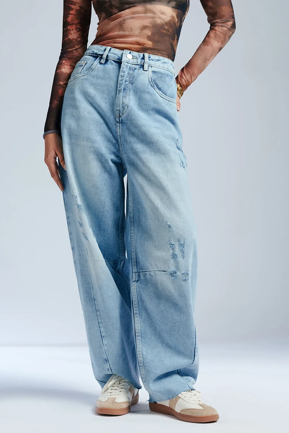 Dewdrop Blue Balloon Fit Jeans