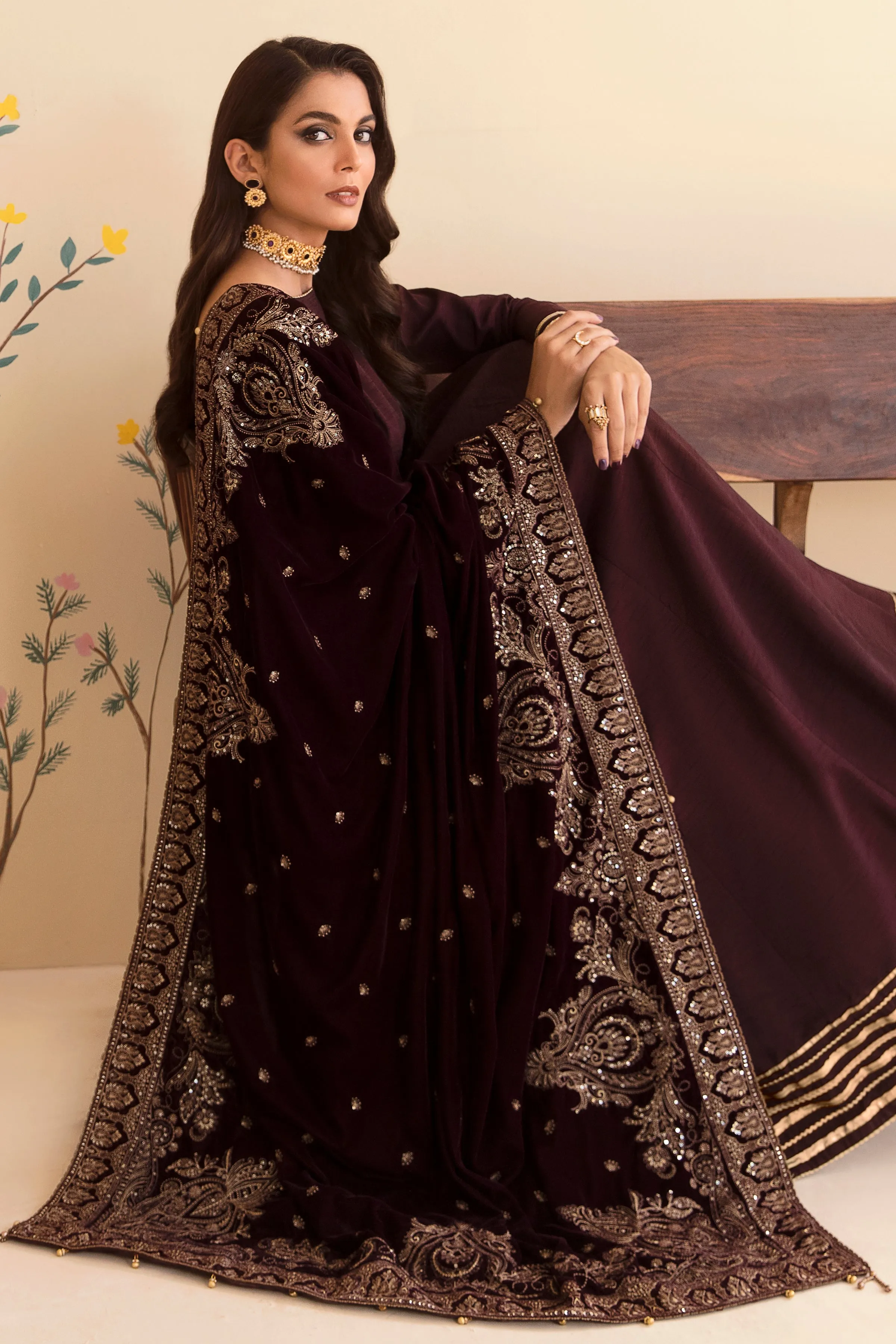 Embroidered Velvet Formal VF-2041