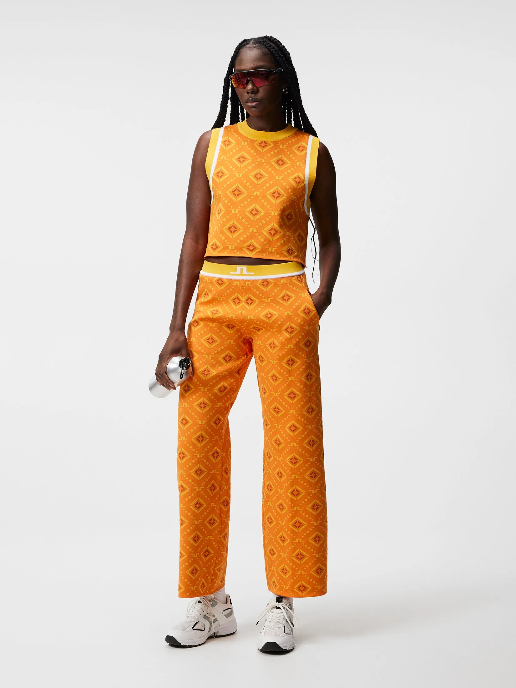 Emmie Knitted Pant / Orange Diamond logo