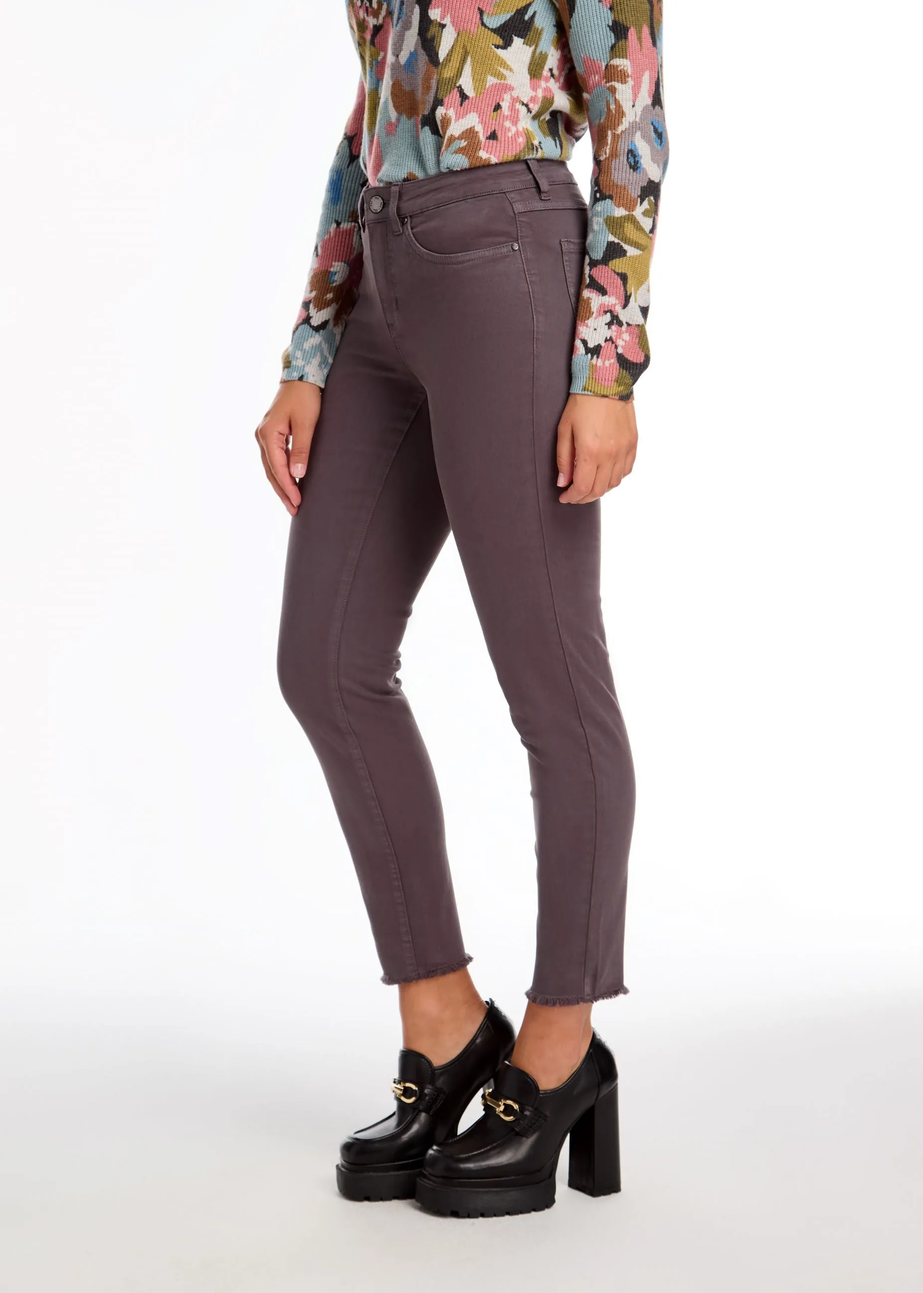 FDJ Olivia Slim Ankle Pants in Stone Gray