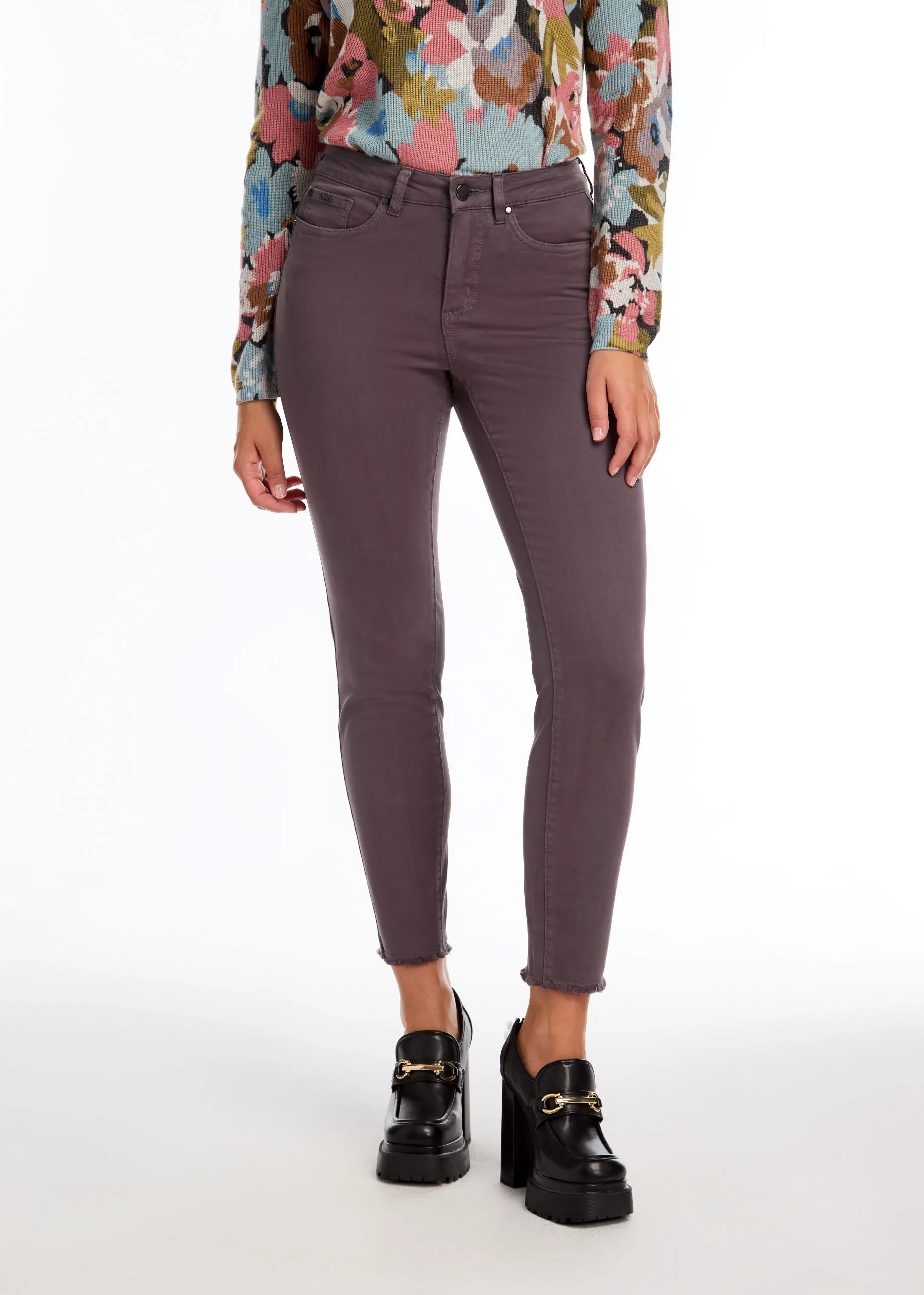 FDJ Olivia Slim Ankle Pants in Stone Gray