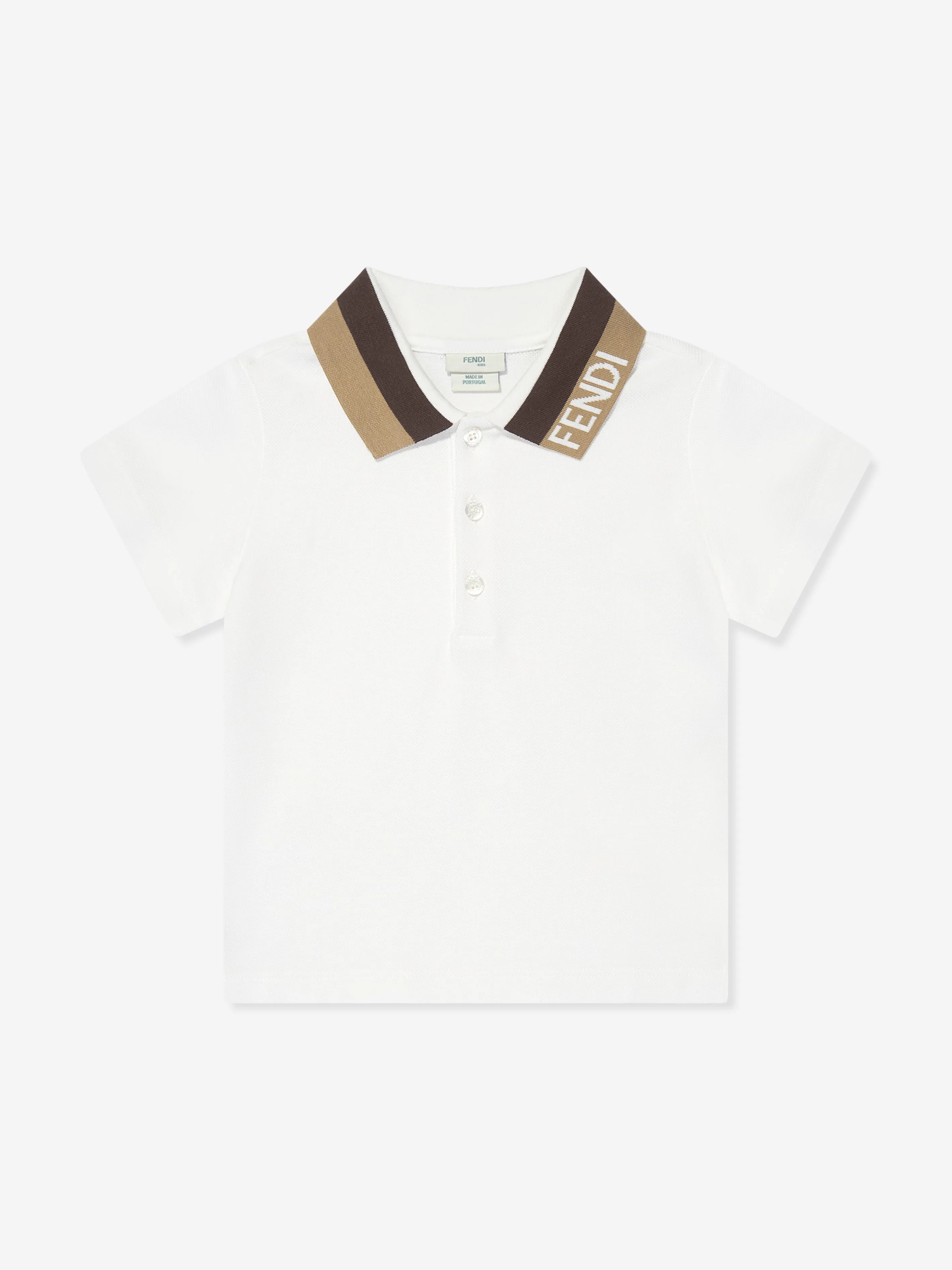 Fendi Baby Boys Logo Collar Polo Shirt in White