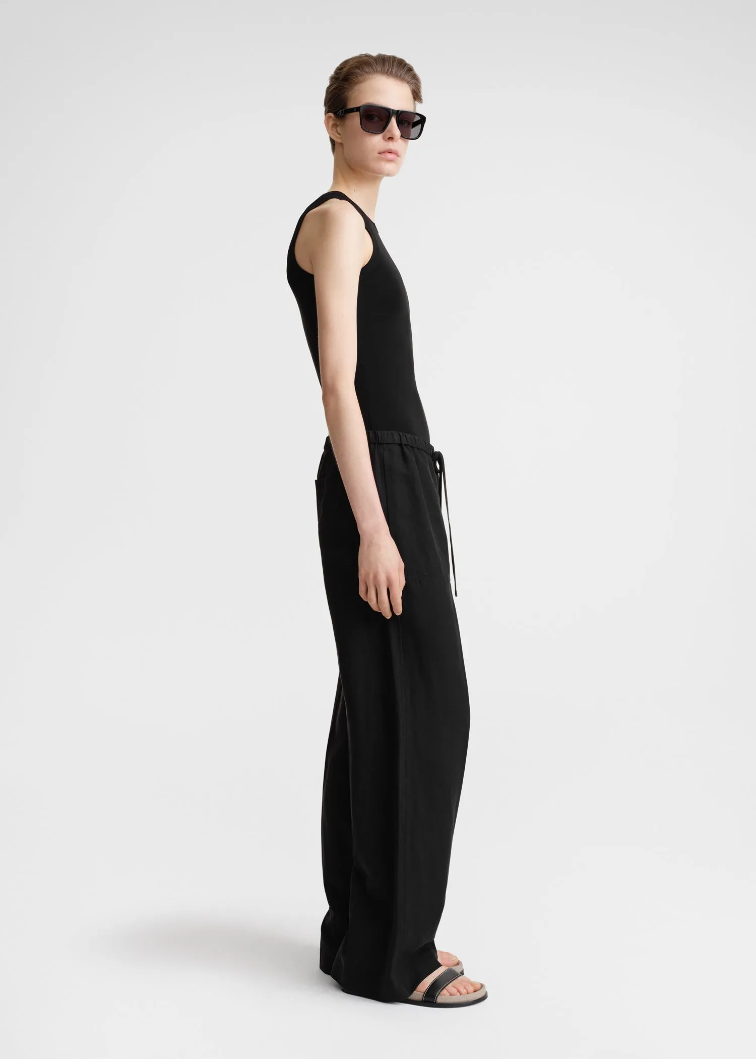 Fluid drawstring trousers black