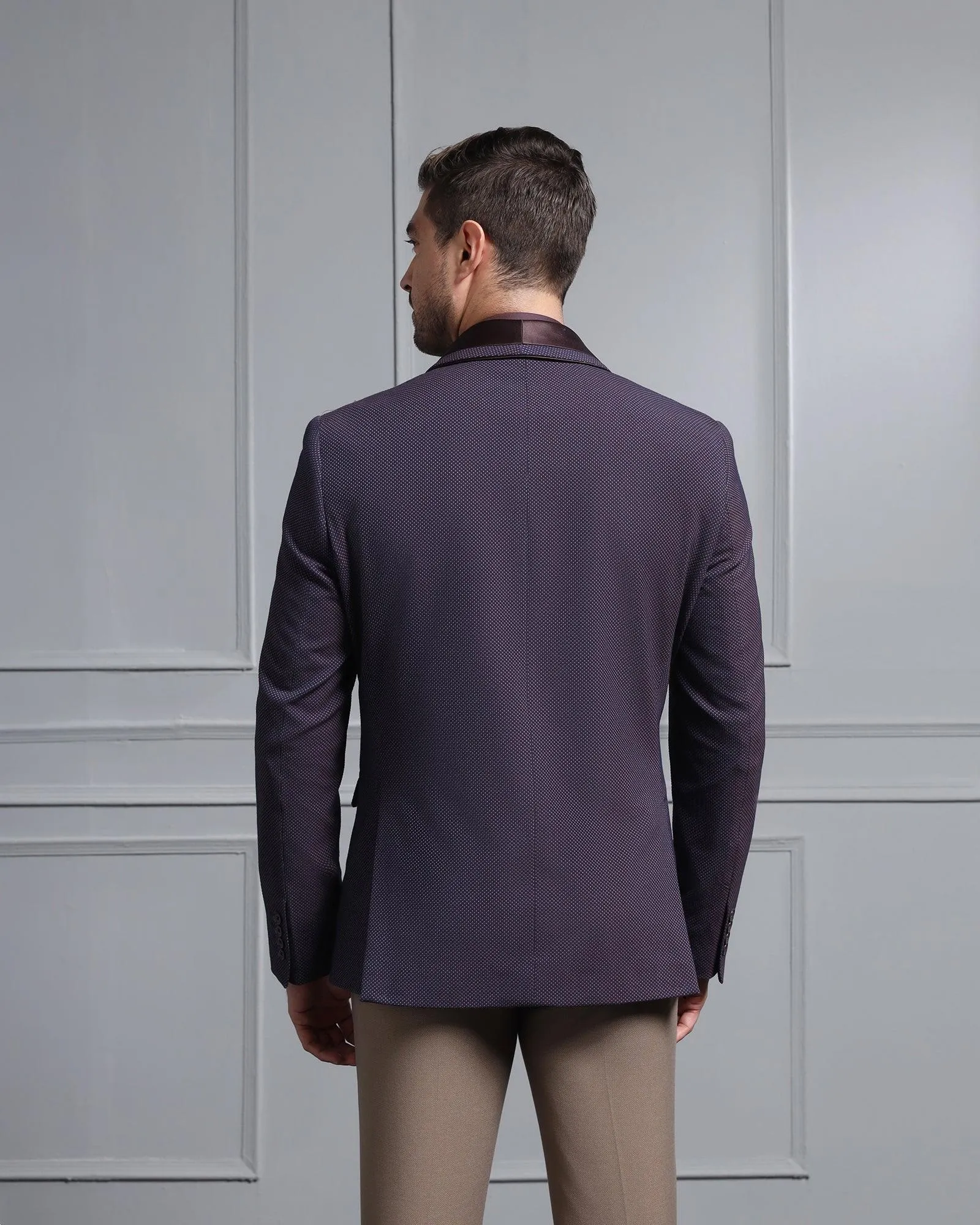 Formal Dark Purple Textured Blazer - Aaron