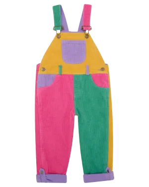 Girls Patchwork Chunky Cord Dungarees in Bright