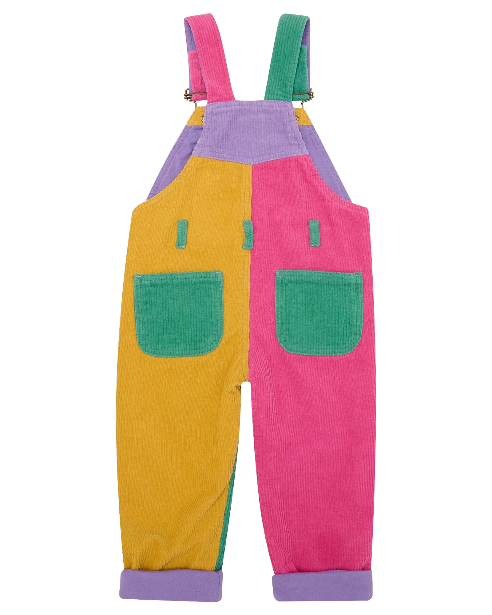 Girls Patchwork Chunky Cord Dungarees in Bright