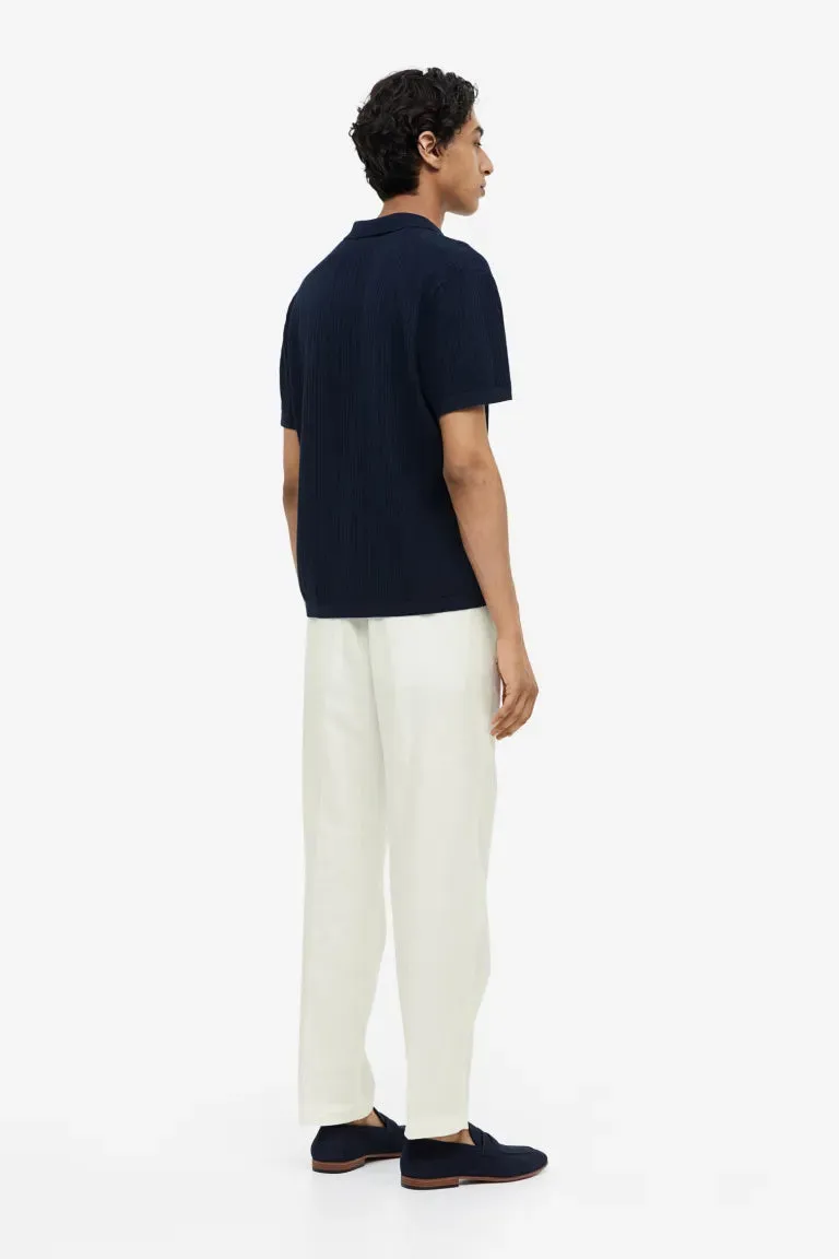 H&M linen blend regular fit trousers, white