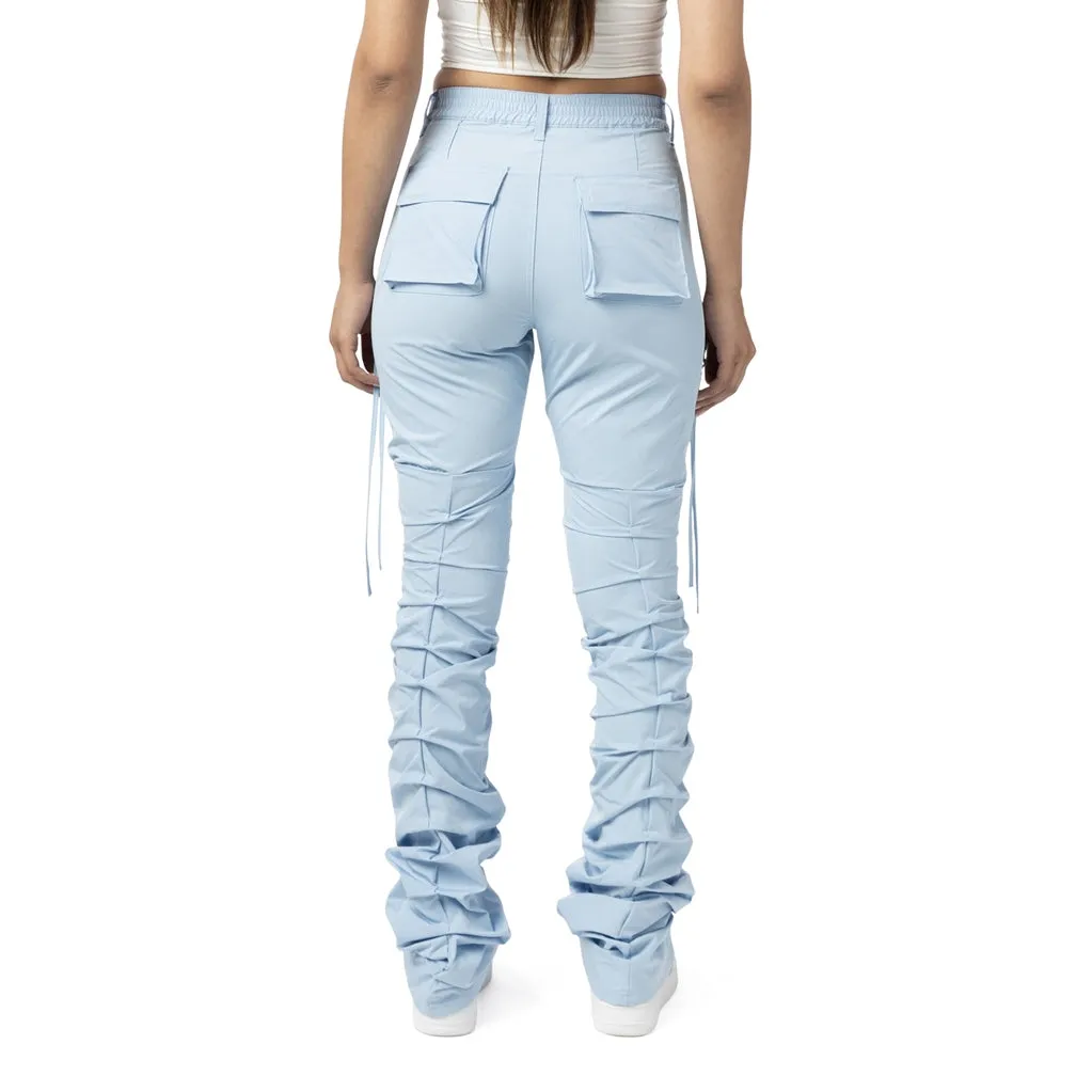 High Rise Stacked Utility Pants - Collegiate Blue