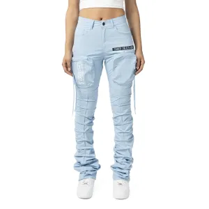 High Rise Stacked Utility Pants - Collegiate Blue