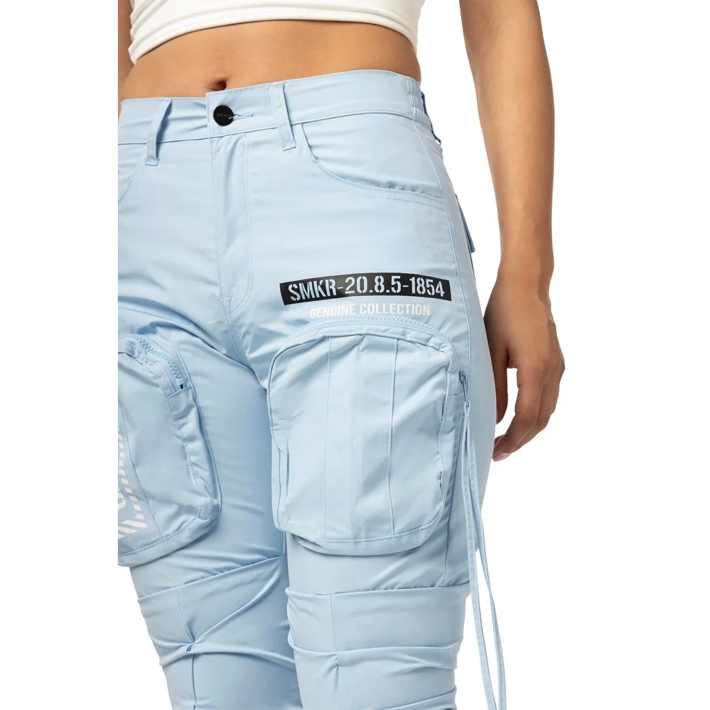 High Rise Stacked Utility Pants - Collegiate Blue