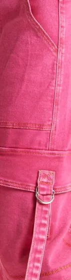 House of Holland Hot Pink Denim Wide Leg Cargo Trousers