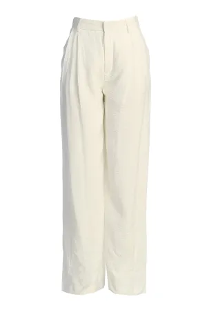 Ivory Drew Crinkled Trousers