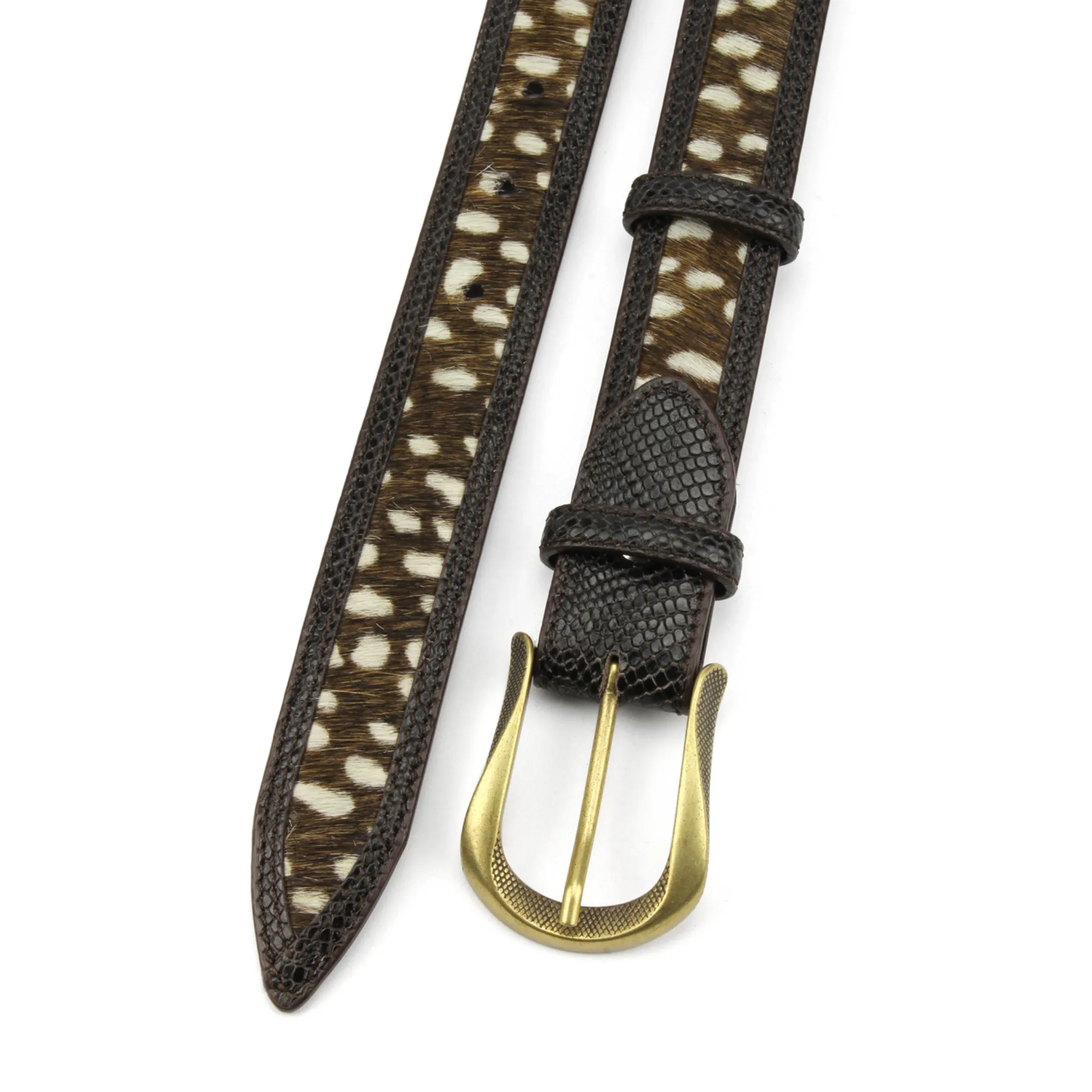 Jett Pony/Snake Mix Narrow Dark Choc Dimple Belt